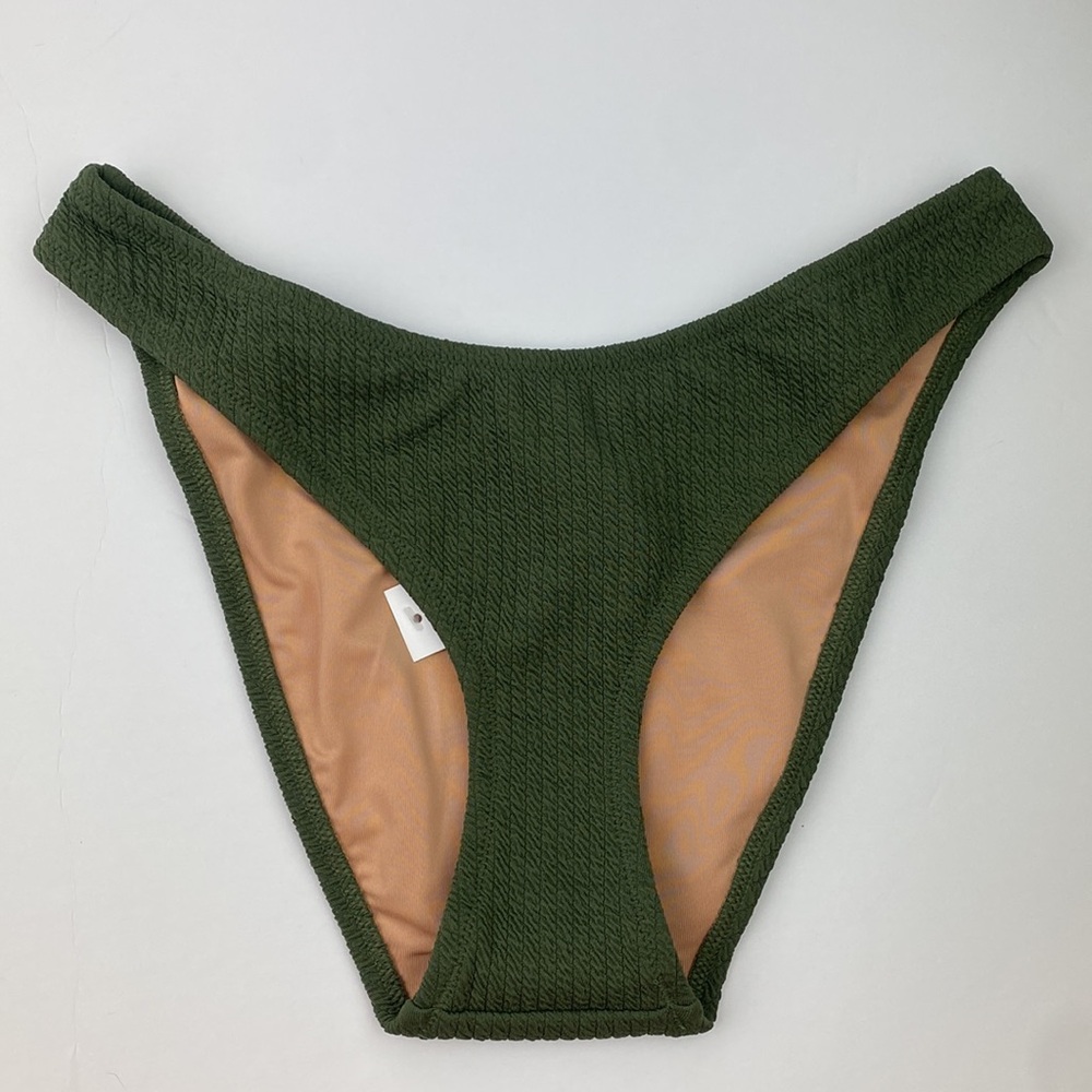 NWT J. Crew Swim | Textured High Cut Bikini Bottom Olive Green S